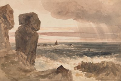 Seascape with Rocks, Lizard, Cornwall by Peter de Wint